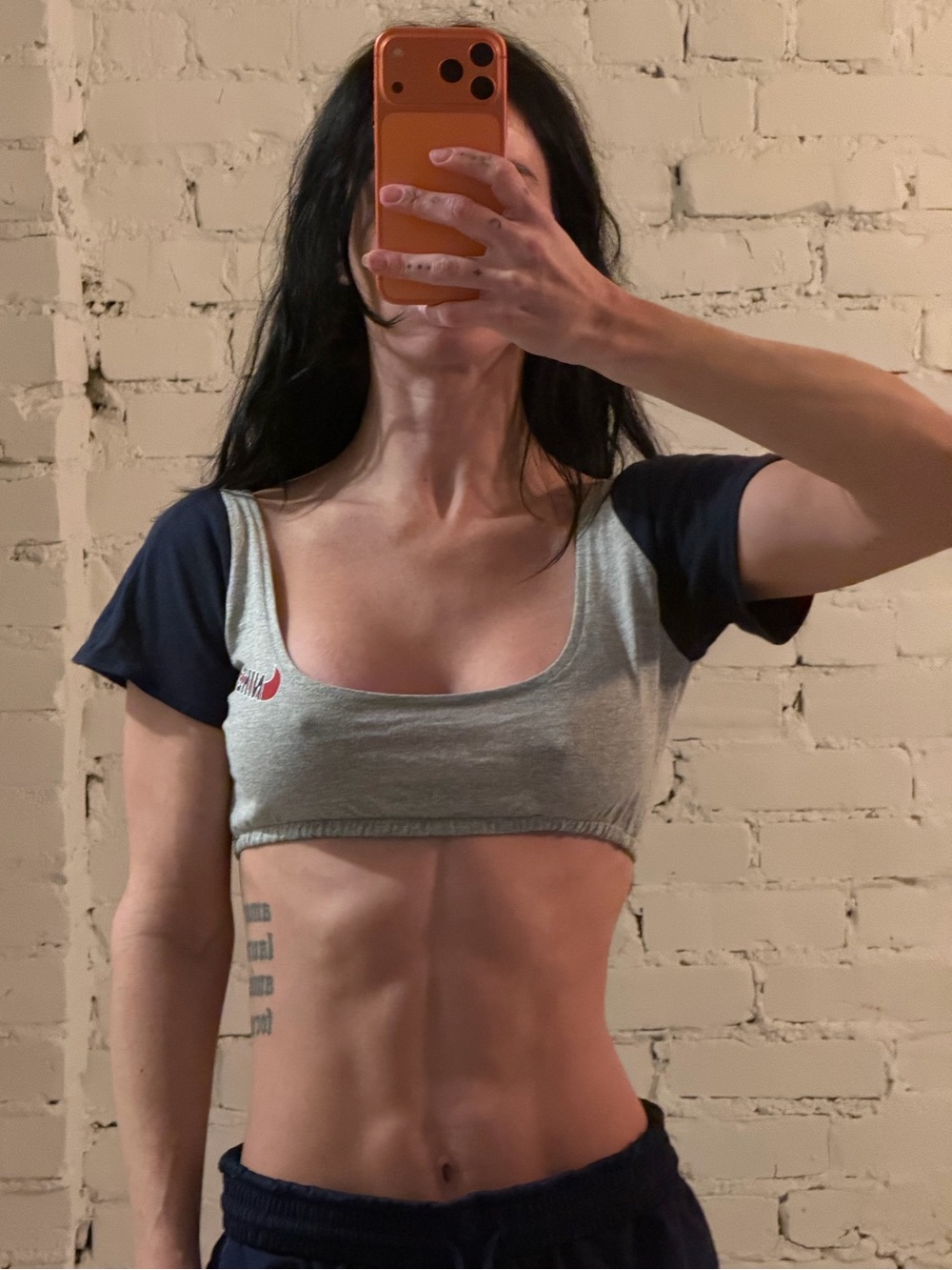 Nike Grey and Navy Crop Top